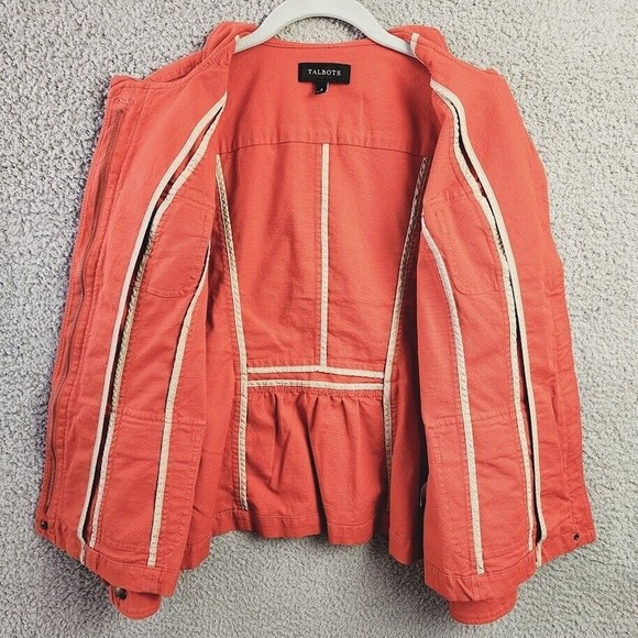 Talbots Jacket Womens Size 4 Orange Cotton Blend Denim Full Zip Grandmacore - Picture 5 of 12